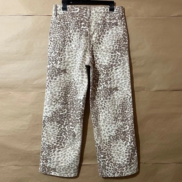 MotherThe Major Zip Ankle Spot On Jeans Wide Leg High Rise Leopard Size 29